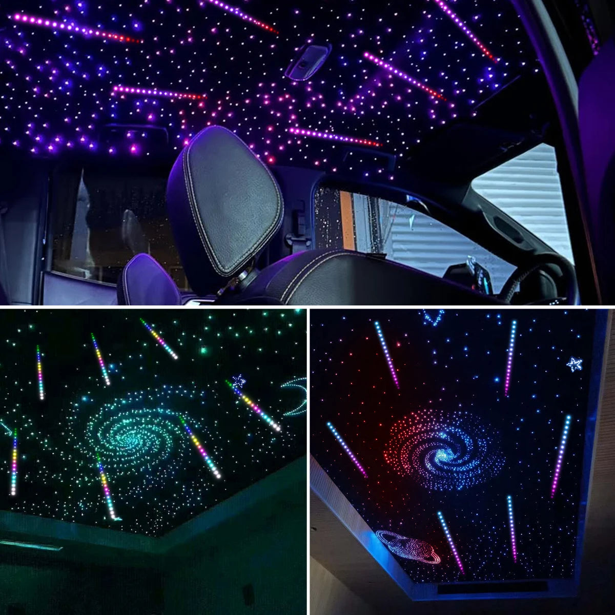Rgb double head car starry sky music control car roof star fiber optic star ceiling kit