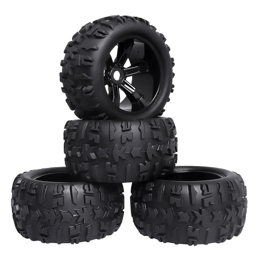 Hobby Park 1/8 Monster Truck Tires & Wheels, Pre-Glued, 17mm Hex Hubs