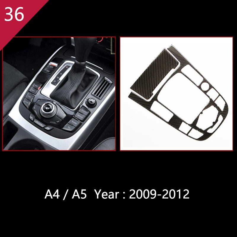For Audi A4 S4 RS4 B8 8K A5 S5 RS5 8T 8F Carbon Fiber Interior Auto Gear Shift Panel