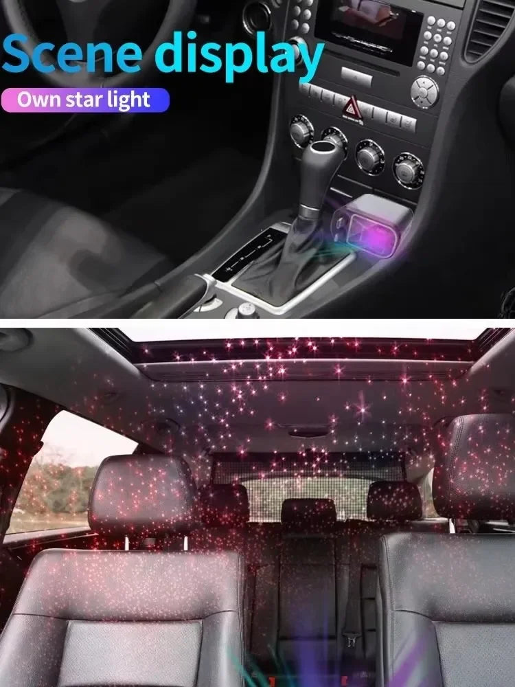 Car Charger With Starry Sky SpotlightRetractable Car Charger With Charging Cable