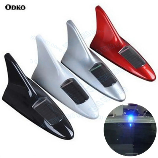 Universal Auto Car Led Warning Lamp Solar Powered Shark Fin Antenna