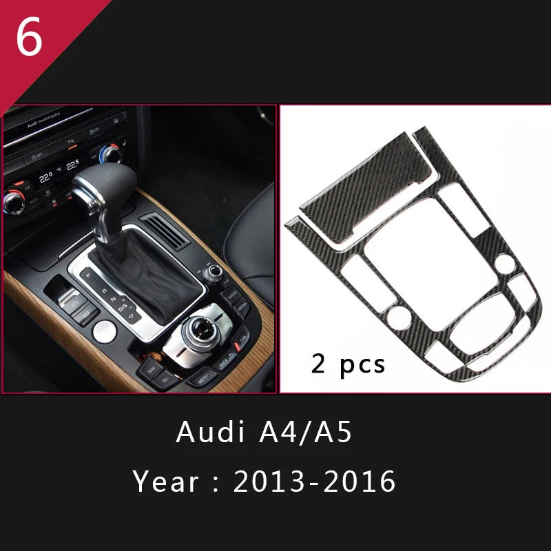For Audi A4 S4 RS4 B8 8K A5 S5 RS5 8T 8F Carbon Fiber Interior Auto Gear Shift Panel