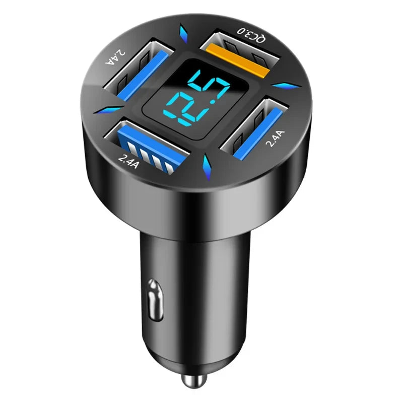 USB Car Charger Quick Charge PD QC3.0 With Voltmeter Cigarette Lighter Socket