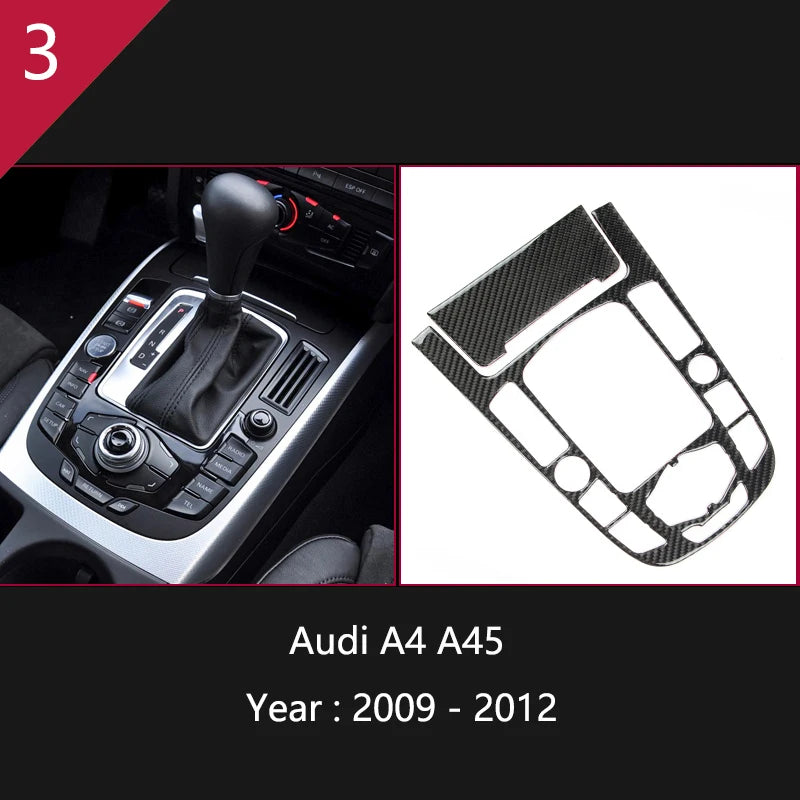 For Audi A4 S4 RS4 B8 8K A5 S5 RS5 8T 8F Carbon Fiber Interior Auto Gear Shift Panel