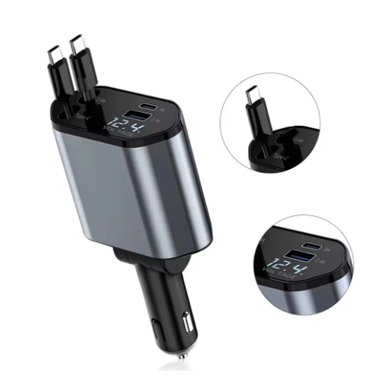 Car Charger Retractable Car Cigarette Lighter Adapter USB Type C Fast
