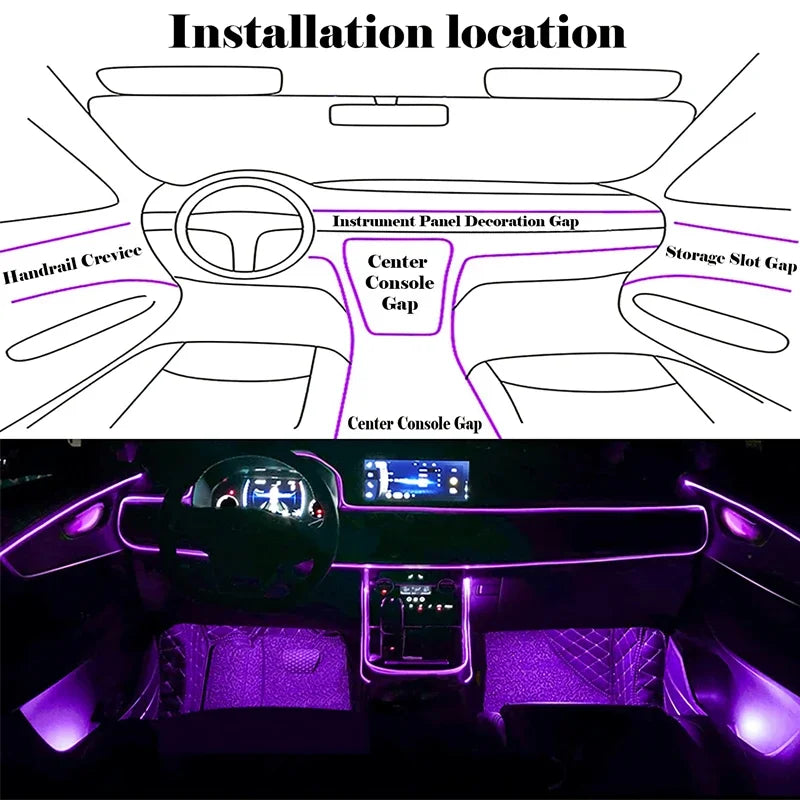 Flexible EL Wire Lights With App Control Ambient Atmosphere Strip Light Decorative