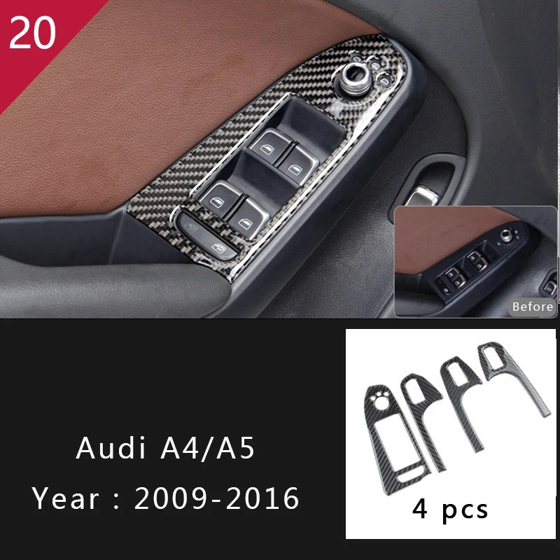 For Audi A4 S4 RS4 B8 8K A5 S5 RS5 8T 8F Carbon Fiber Interior Auto Gear Shift Panel