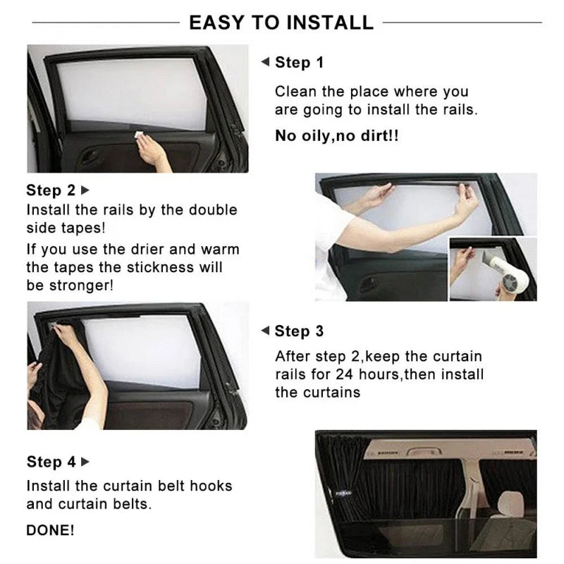 Universal Car Sun Shade Side Window Curtain Auto Foldable Uv Protection