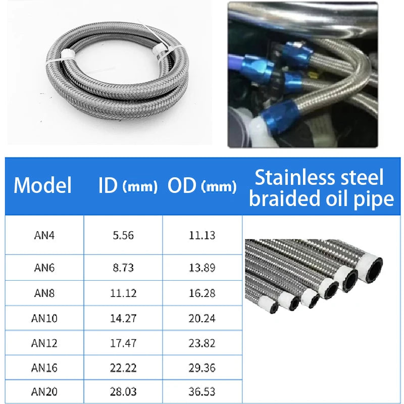 Universal Car Oil Gas Cooler Fuel Hose Tube Stainless Steel Braided Clamp