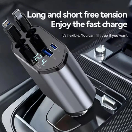 Car Charger Retractable Car Cigarette Lighter Adapter USB Type C Fast