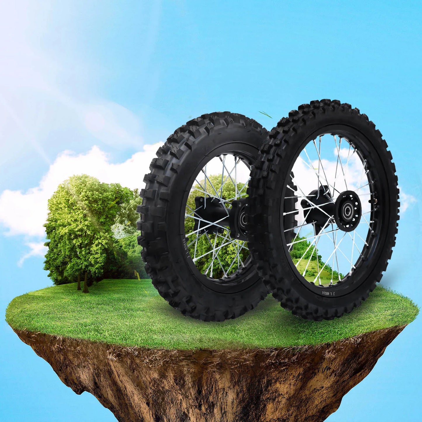 Motorbike Front Rear Wheel Kit for 50CC 70CC 90CC Dirt Bike Pit Bike