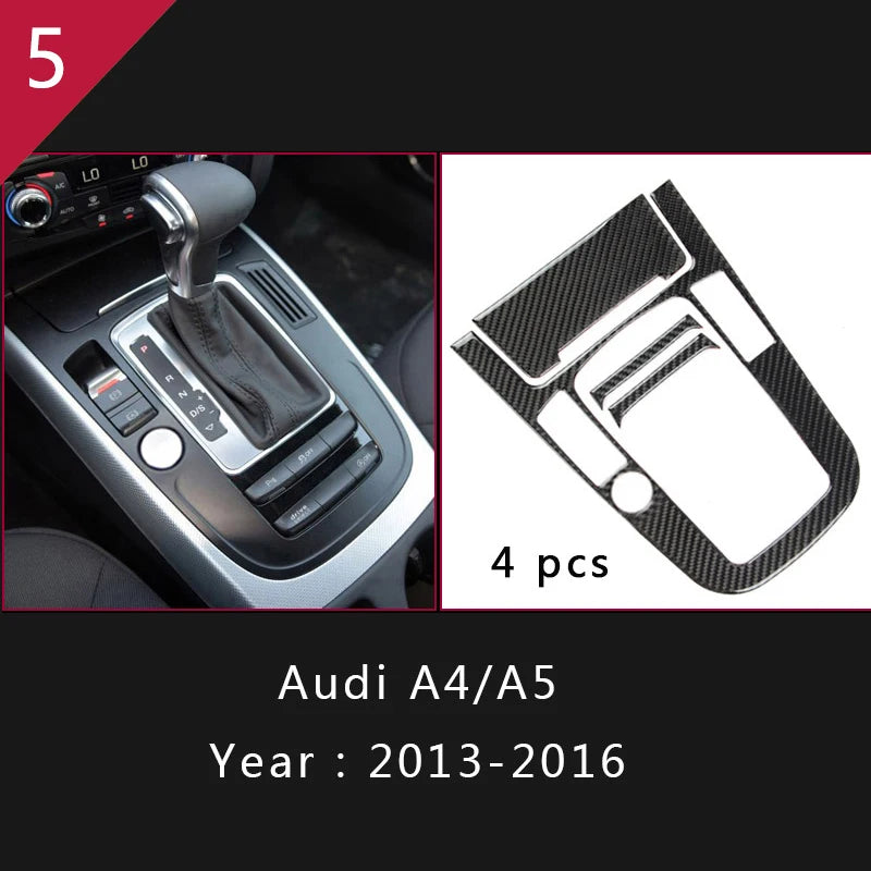 For Audi A4 S4 RS4 B8 8K A5 S5 RS5 8T 8F Carbon Fiber Interior Auto Gear Shift Panel