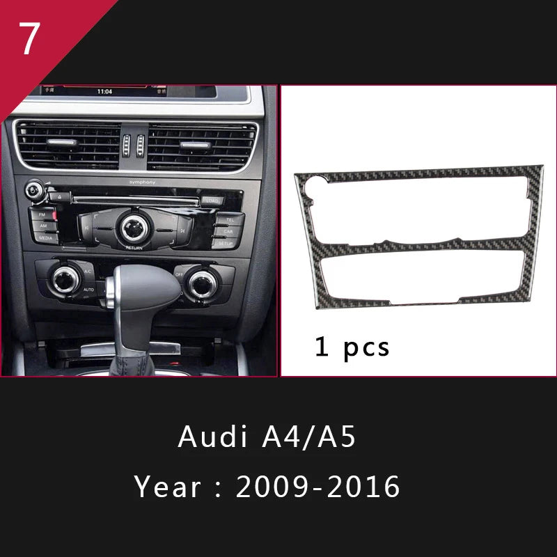 For Audi A4 S4 RS4 B8 8K A5 S5 RS5 8T 8F Carbon Fiber Interior Auto Gear Shift Panel