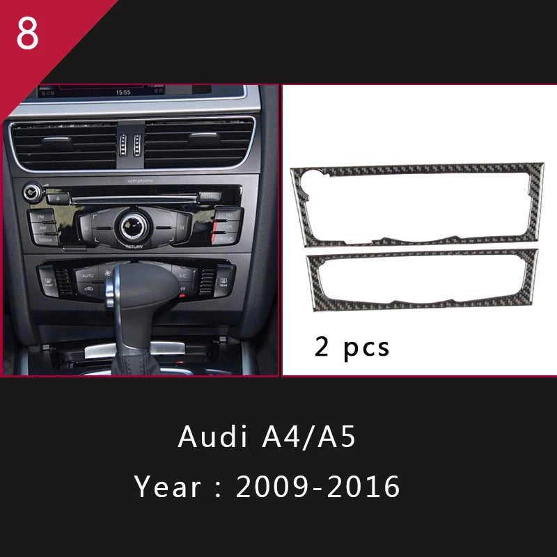 For Audi A4 S4 RS4 B8 8K A5 S5 RS5 8T 8F Carbon Fiber Interior Auto Gear Shift Panel