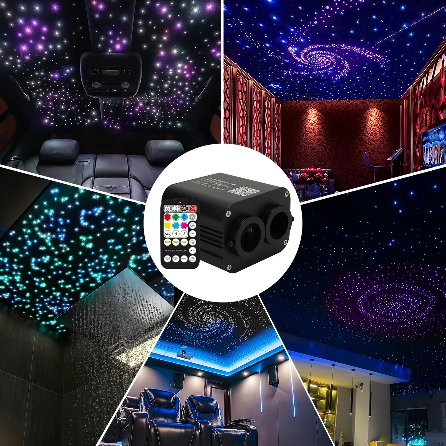 Rgb double head car starry sky music control car roof star fiber optic star ceiling kit