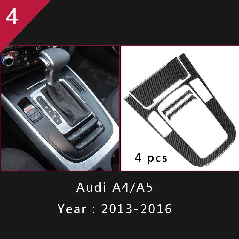For Audi A4 S4 RS4 B8 8K A5 S5 RS5 8T 8F Carbon Fiber Interior Auto Gear Shift Panel