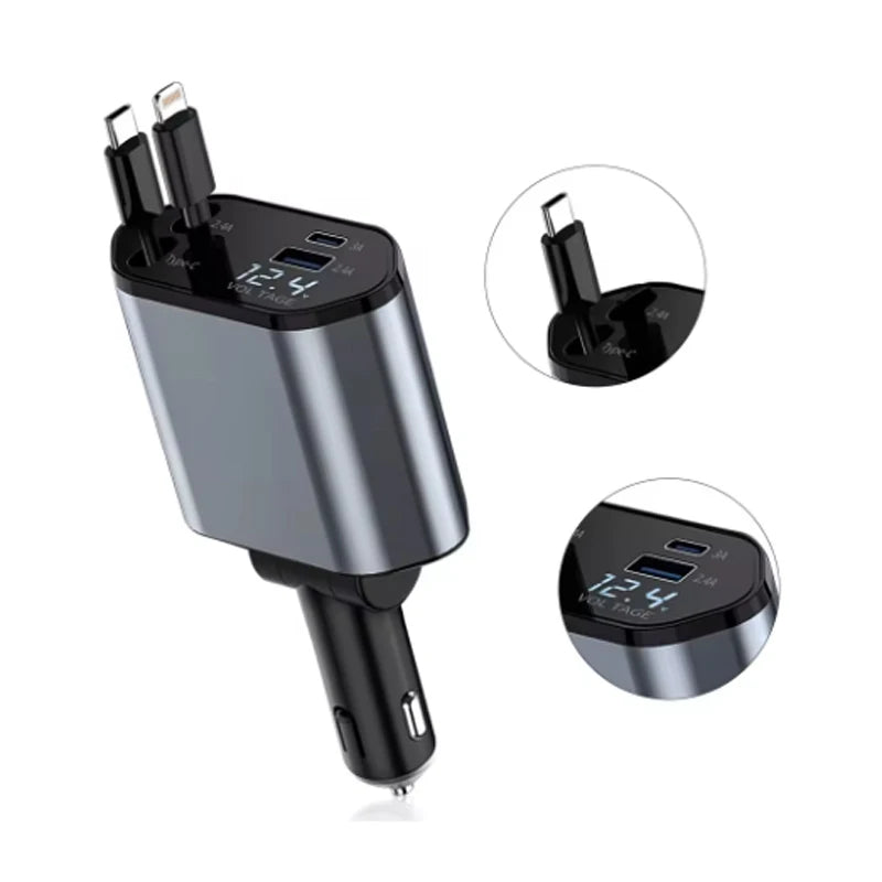 Car Charger Retractable Car Cigarette Lighter Adapter USB Type C Fast