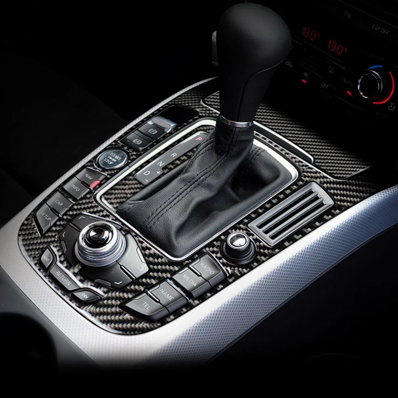 For Audi A4 S4 RS4 B8 8K A5 S5 RS5 8T 8F Carbon Fiber Interior Auto Gear Shift Panel