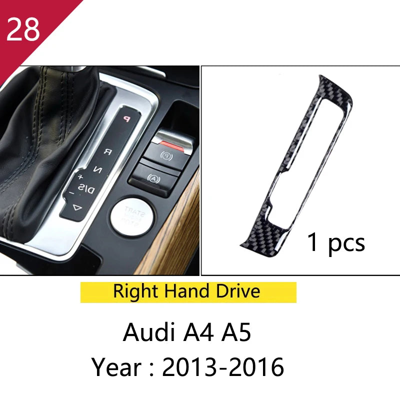 For Audi A4 S4 RS4 B8 8K A5 S5 RS5 8T 8F Carbon Fiber Interior Auto Gear Shift Panel