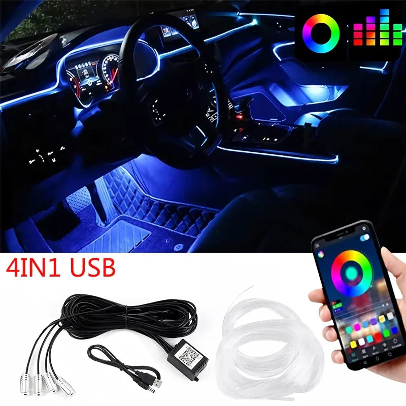 Flexible EL Wire Lights With App Control Ambient Atmosphere Strip Light Decorative