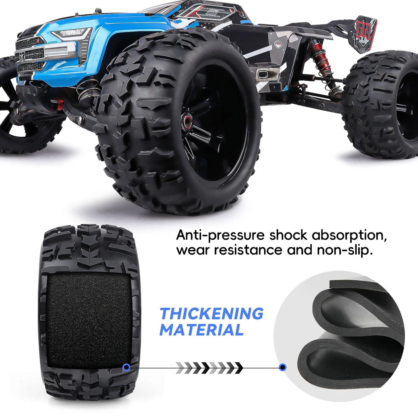 Hobby Park 1/8 Monster Truck Tires & Wheels, Pre-Glued, 17mm Hex Hubs