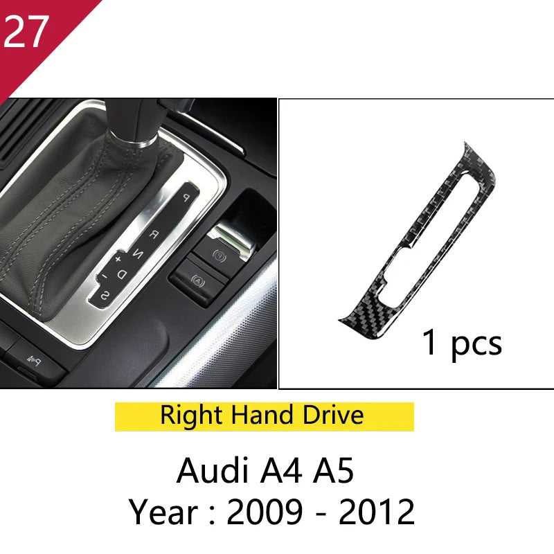 For Audi A4 S4 RS4 B8 8K A5 S5 RS5 8T 8F Carbon Fiber Interior Auto Gear Shift Panel