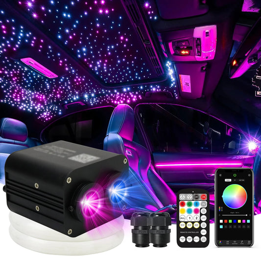 Rgb double head car starry sky music control car roof star fiber optic star ceiling kit