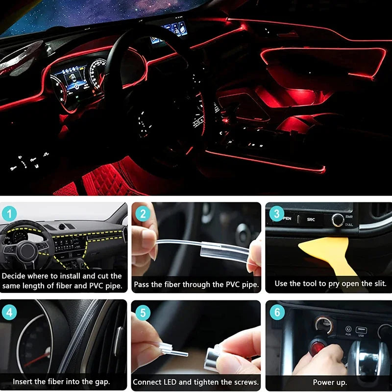 Flexible EL Wire Lights With App Control Ambient Atmosphere Strip Light Decorative